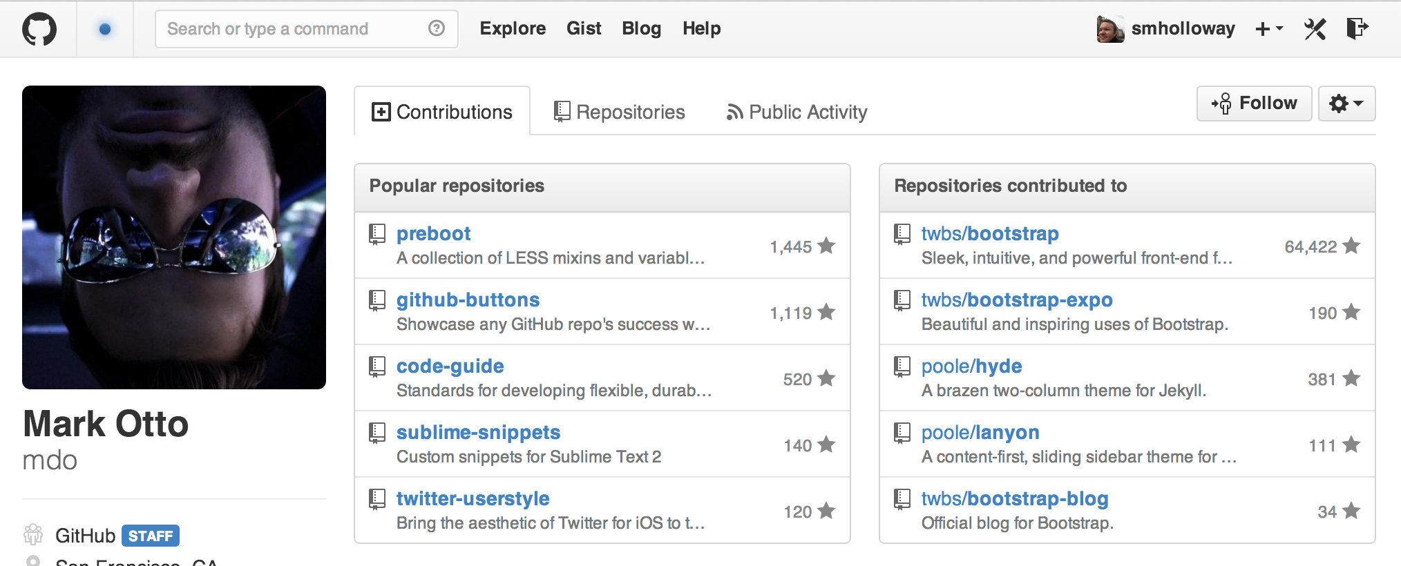 @mdo's GitHub profile is hot